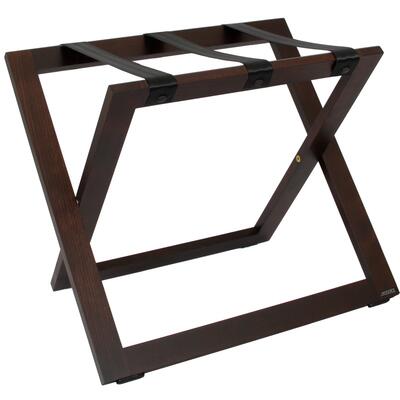 Folding luggage racks for hotels - solid wood walnut